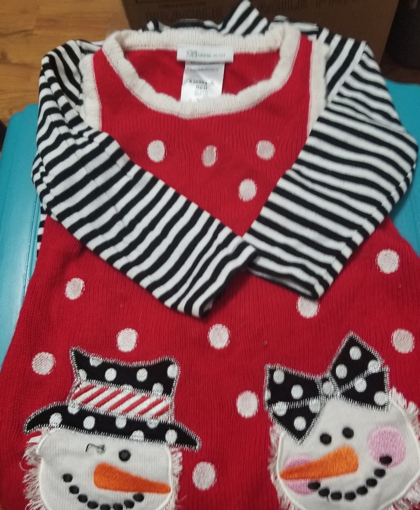 Red Snowman Sweater Dress